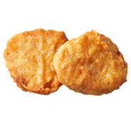 Two chicken nuggets isolated on a white background